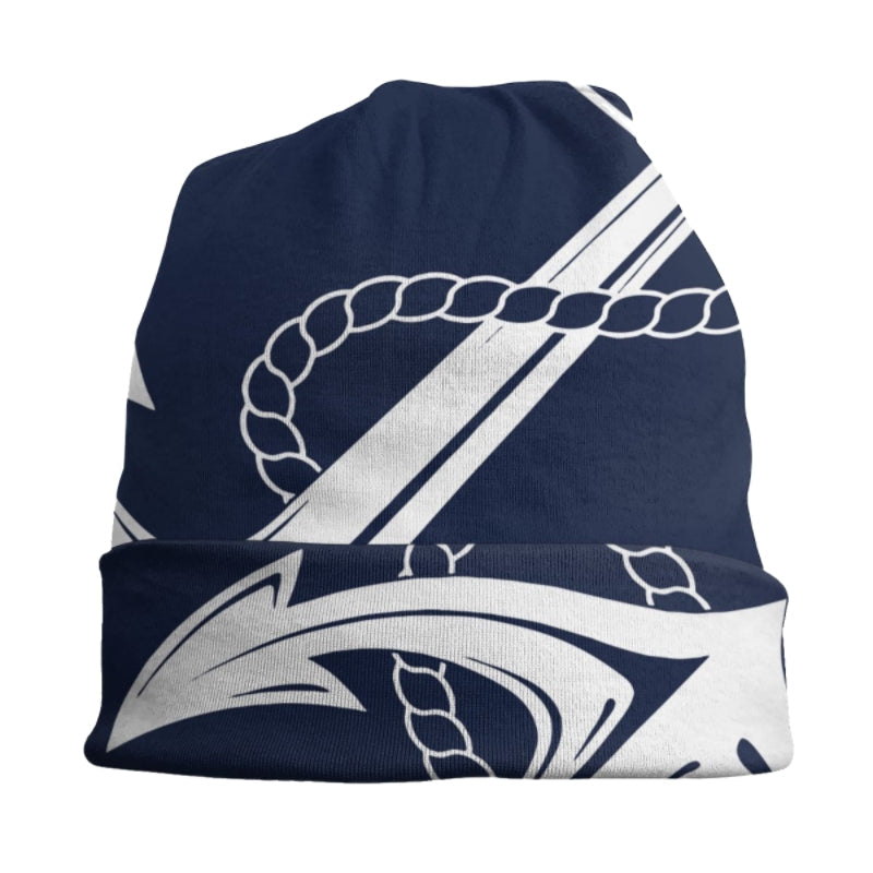 White Anchor Navy Warm Skullies Beanies Hats For Men And Women