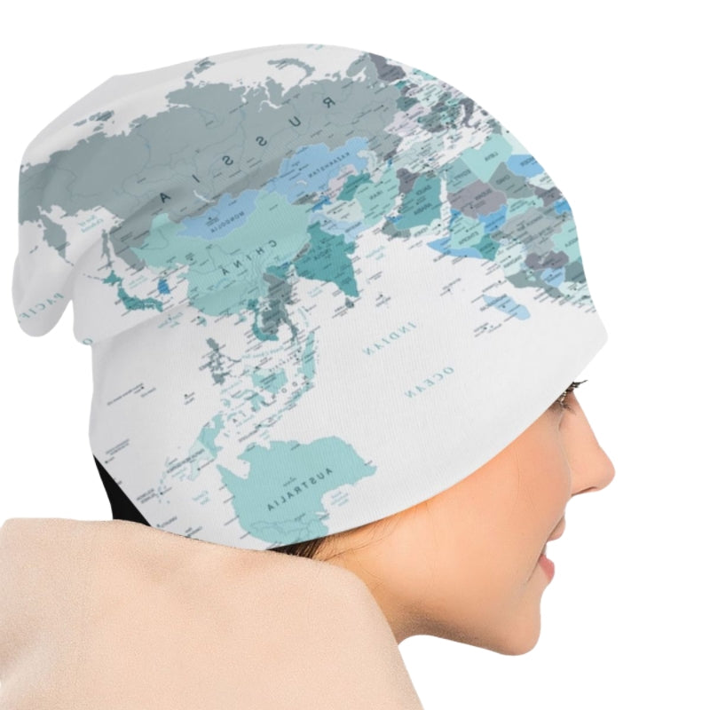 World Map Winter Warm Thermal Elastic Unisex Skullies Beanie Hat