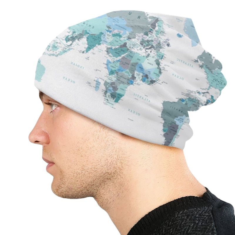 World Map Winter Warm Thermal Elastic Unisex Skullies Beanie Hat